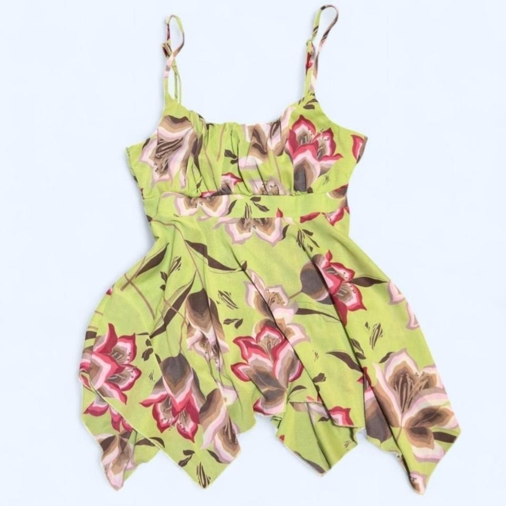 Y2K Sheer Floral Handkerchief Top by‎ Self Esteem